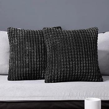 Deconovo Premium Black Velvet‑Corduroy Cushion Wraps (45x45 cm)