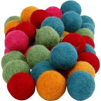 High-Quality Felted Wool Beads, 20mm, Set of 64