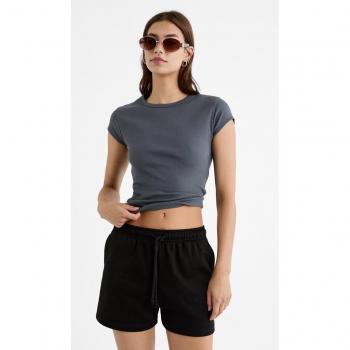 Stradivarius Premium Plush Shorts – Black XL, Drawstring Waist