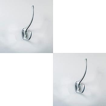 Oval Backplate Hat & Coat Hooks – 64 mm, Double Set, Satin Chrome