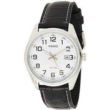 Reloj analógico Casio MTP-1302L-7B, correa negra y esfera blanca para caballero