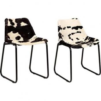 Sillas de Comedor 2 Unidades Cuero de Cabra Genuino Estilo Retro vidaXL