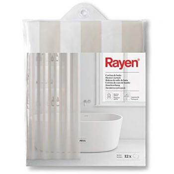 Rideau de douche Rayen PVA rayé blanc 180x200 cm – Résistant à l’humidité
