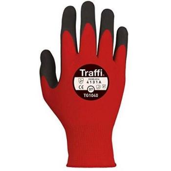 Traffi TG1040 X-Dura Foam Nitrile Gloves, Cut Level A, Red, Size 9, Pair, Pack of 10