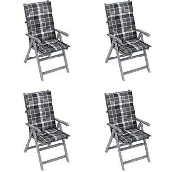 Gartenstuhl-Set 4 Stück verstellbar aus Massivholz