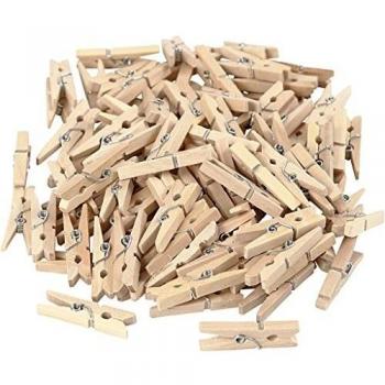 Packung mit kleinen Holz-Wäscheklammern, 100 Stück à 30x3 mm