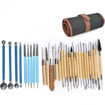 Artesanía de Arcilla: Set de Herramientas Madera y Metal