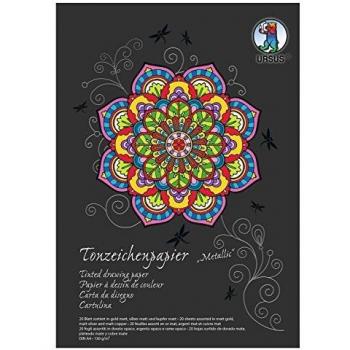 URSUS Tonzeichenpapier A4 130g metallic ass. 20 Blatt