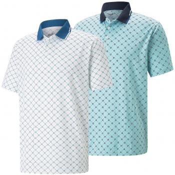 Polo Puma Golf Recyclé Mattr Rochester pour Homme Blanc/Bleu