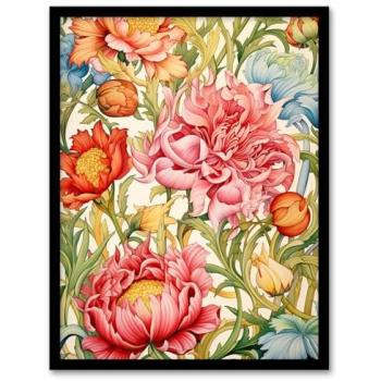 Blooming Marvelous William Morris Floral Illustration – Framed Decor