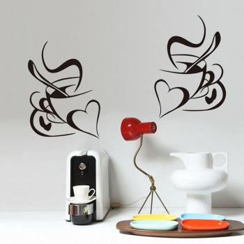 Autocollants décoratifs en vinyle adhésif pour tasse de café, 1 paire, motif cœur