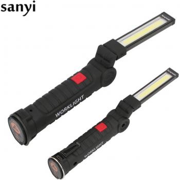 Lampe de poche 5 COB, batterie USB intégrée