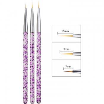 Set de pinceaux de nail art pour décoration manucure 3 pièces