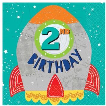 Serviettes de fête Amscan Blast Off 2 ans (16 unités) 33cm
