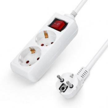 Regleta alemana de 2 vías con interruptor, 1,5 m, 3G, 1,5 mm² blanca