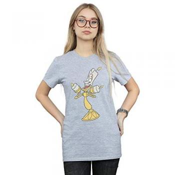 Disney Beauty & the Beast Girl‑Fit Boyfriend Shirt – Grey