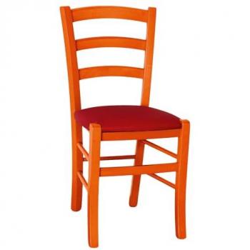 Okaffarefatto Sedia Venezia Arancione con Similpelle Rosso