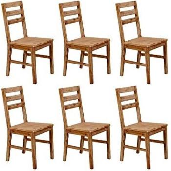 Conjunto de 6 Sillas de Madera Maciza de Acacia