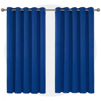 Deconovo Eyelet Blackout Curtains 66 x 54 Inch Blue 2 Panels
