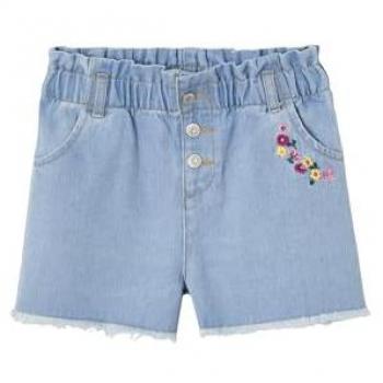 Fille Bleue Clair VertbauDet Jean Brodé Floral, Short Oversized