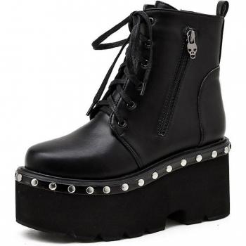 Retro Rivet High Heel Ankle Boots