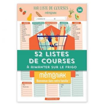 Bloc aimanté de 52 listes de courses à compléter Éditions 365