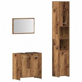 Set Mobili da Bagno “Rifugio” – 3 Pz in Legno Antico Multistrato