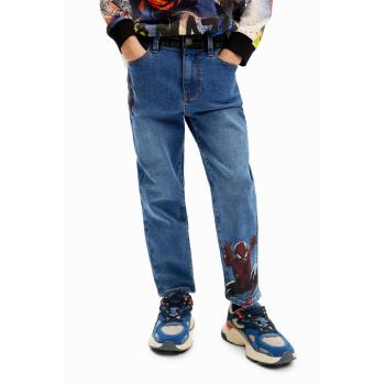 Desigual, Jeans Infantil do Homem-Aranha, Bordado Azul, 5/6