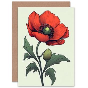 Sympathy & Love: Poppy Anemone Single Flower Greeting Card