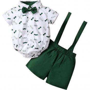 Einfarbige Shorts für Baby Jungen mit Bartshirt