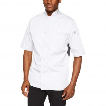 Chef Works Herren Valais Chefjacke, Weiß mit grauem Kontrast, Large
