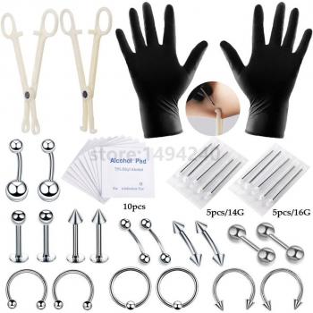 Barra de cejas y piercings de acero inoxidable 42 unids