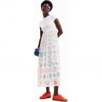 Abito Desigual Midi Geo Bianco XS