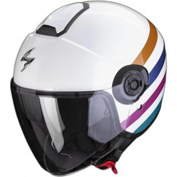 Casque moto jet Scorpion Exo-City II Bee ECE 22-06 Blanc Rose Bleu 2XL