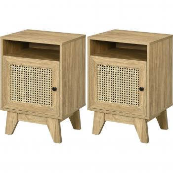 HOMCOM Natural Rattan Bedside Table