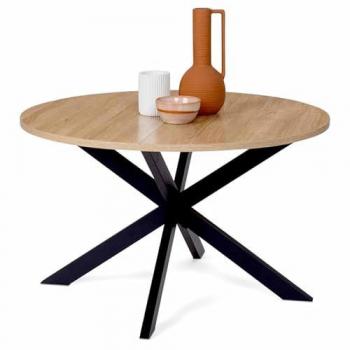 Mesa de Centro Redonda ALIX 70 cm con Estructura de Araña en Madera Negra