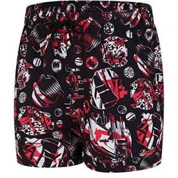 Glitchamp 13 Boys’ Water Shorts (Speedo) – Black / Lava Red / White – Ages 10-11