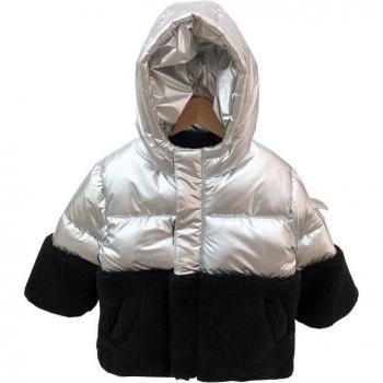 Abrigo de invierno para niños, con capucha, algodón, diseño colorido, cierre de cremallera