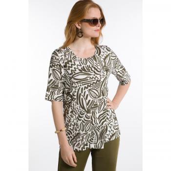 T-shirt Donna Viscosa Verde Giungla Scollo Girocollo Mezze Maniche Taglia 52/54
