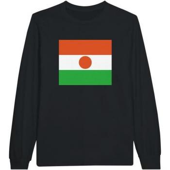 PixelForma Adult Long-Sleeve Shirt – Niger Flag Design – Black – Classic Collar