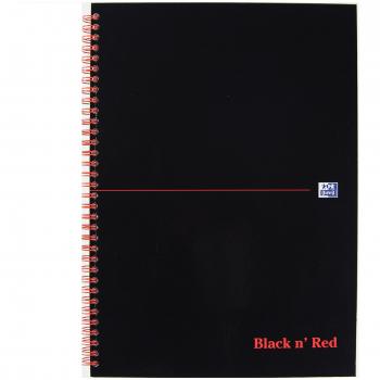 Oxford Black-Red A4 Wirebound Glossy Notebook – 140 Ruled & Perforated Pages