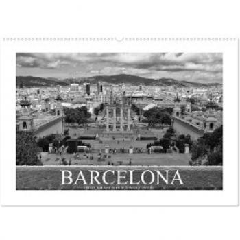Barcelona Photografien in Schwarz / Weiß (Wandkalender 2024 DIN A2 quer) CALVENDO Monatskalender