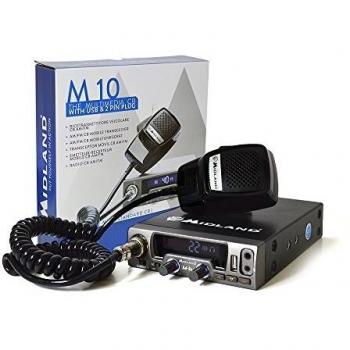 Midland M-10 4-Watt Multinorm AM/FM CB-Funkgerät mit Bluetooth-Kompatibilität und Anschluss für kabelgebundene oder Bluetooth-Headsets/Lautsprecher