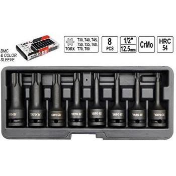 YATO Juego de 8 Puntas de Impacto Torx 1/2