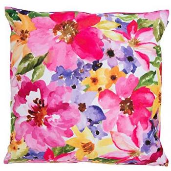 Pink Watercolour Floral Print Cushion