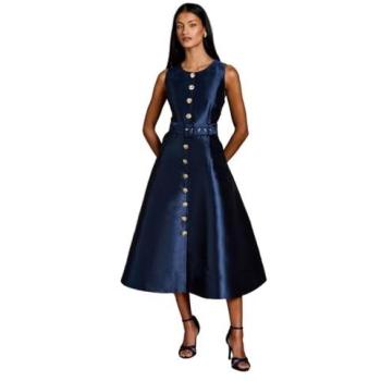 Coast Petite Navy Prom Dress with Button‑Through Belt, Size 6