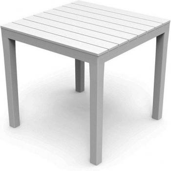 Eckiger Gartentisch Weiß 78x78cm Holz-Optik