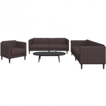 Conjunto de sofás marrón oscuro 3 piezas