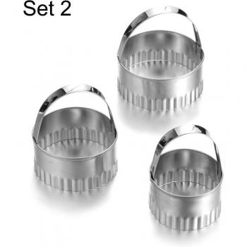 3 stuks RVS Gecanneleerde Biscuit Cutter voor Bakken en Decoratie