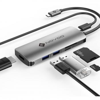 HUB USB C NOVOO avec Power Delivery 60W, USB-C vers USB 3.0 5Gbps 4K HDMI pour MacBook 12 MacBook Pro